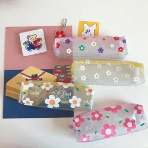 Чехол-карандаш SIXONE Ins с милым цветочным рисунком, компактные, маленькие, свежие, студенческие, прозрачные, ПВХ, канцелярские принадлежности, вместительная косметичка