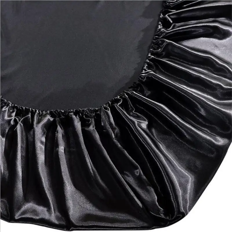 

30Ice Silk Anti-fouling Anti-mite Fitted Sheet Mattress Cover Smooth and Comfortable Fadeless Solid Bed Sheets With Elastic Band