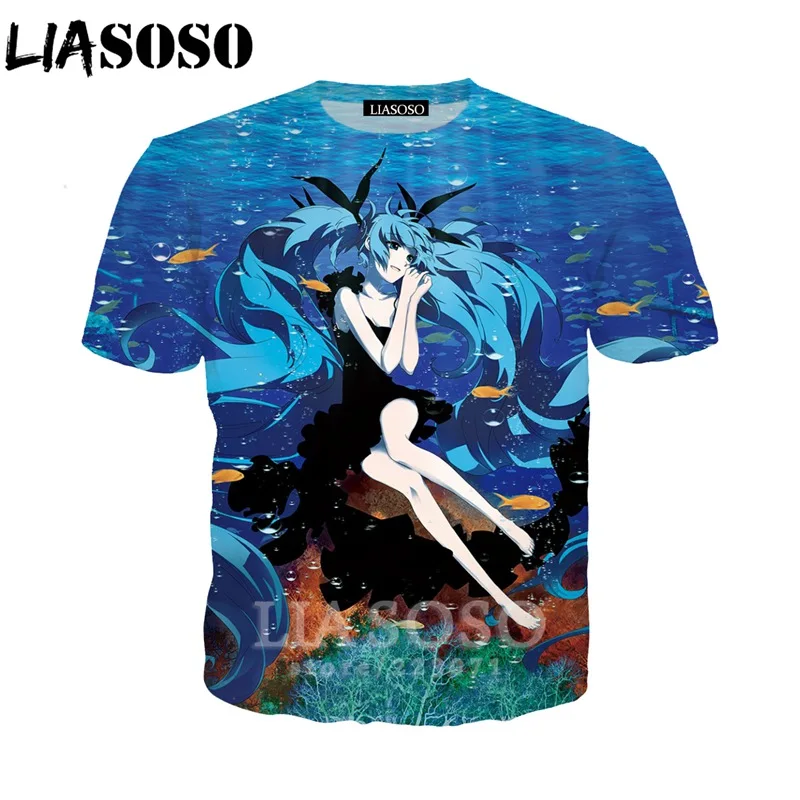 Футболка Hatsune Miku Мужская футболка LIASOSO Женская толстовка с рисунком аниме для