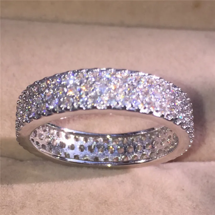 Роскошный 10 каратным белым золотом с 3 мя рядами красивых вымощенный набор