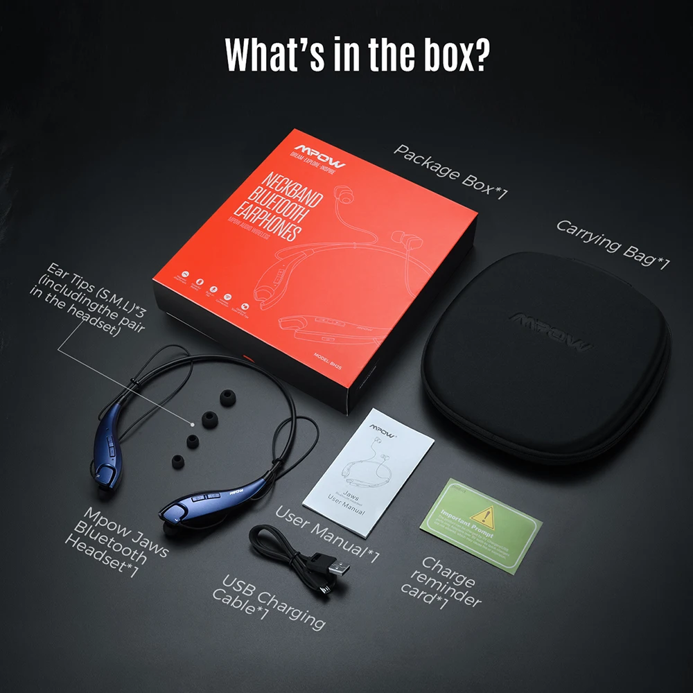 Mpow челюсти 4th Gen Bluetooth наушники с Портативный Чехол легкий Беспроводной Шейным