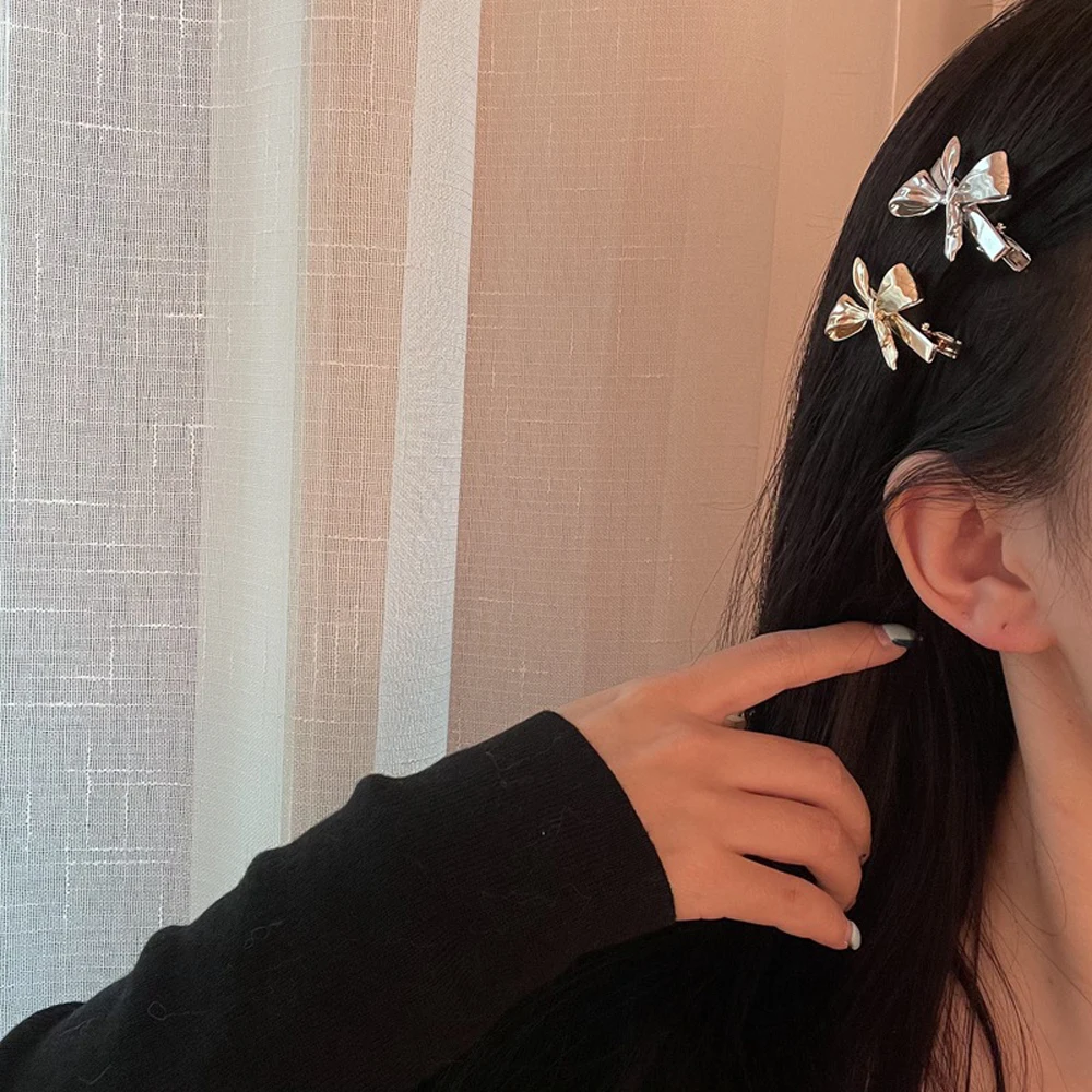 Women Hair Accessories Fashion Hairgrips Bow Hairpin Side Clip Metal Barrette Hair Clips