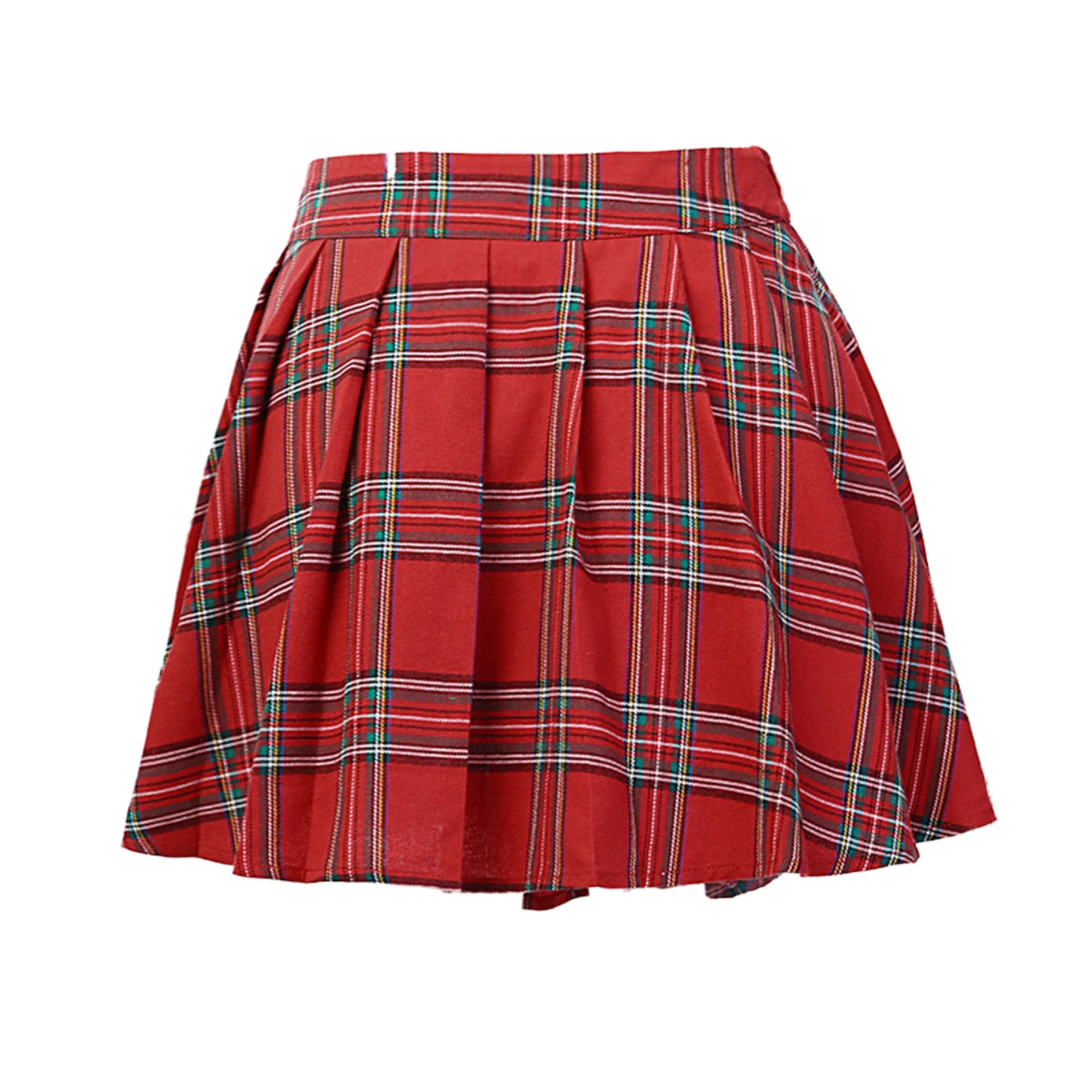 

Summer Women's Mini Pleated Skirts, Gothic High Waist Plaid Print Irregular A-Line Short Skirts Womens 2021