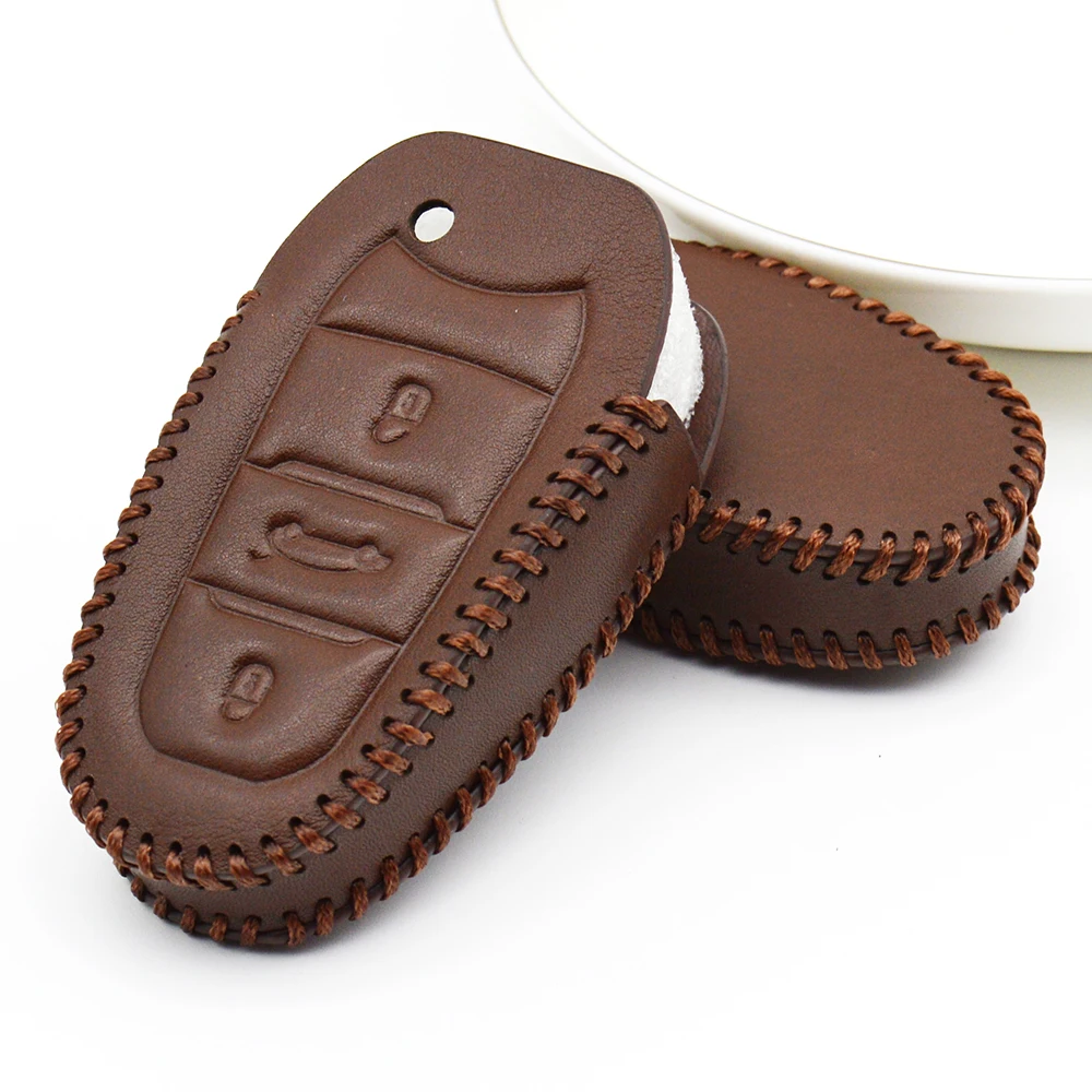 Leather Car Key Case Cover For Citroen Jumpy Berlingo C3 C4 Grand Picasso Xsara Cactus DS5 DS4 C5 X7 Ring Shell Accessories | Автомобили и