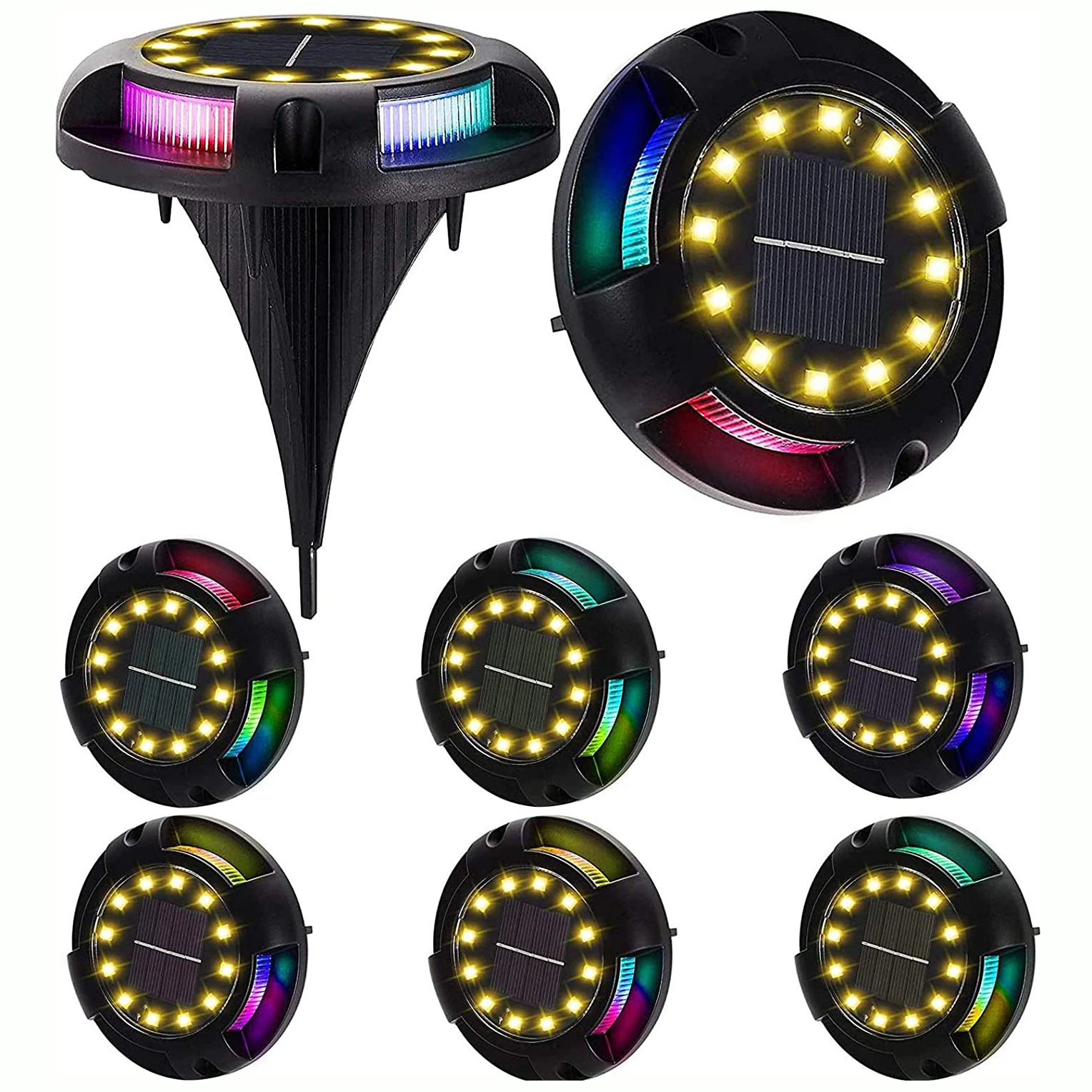 

LED Solar Lamp Outdoor Waterproof Garden Street Light 8leds+4 RGB/Blue Solar Courtyard Lawn Landscape Decorative Pathway Lights