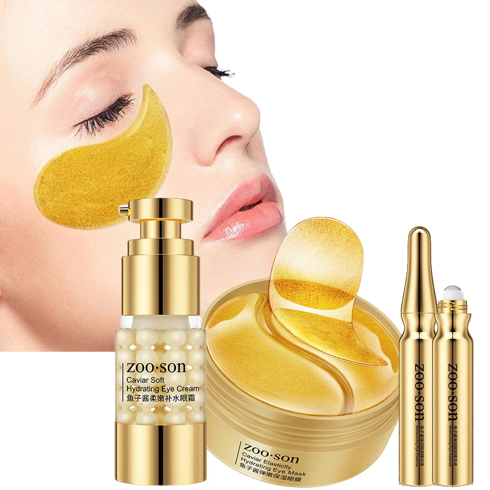 

Eye Skin Care Set Caviar Eye Cream Serum Anti Puffiness Anti Wrinkle Aging Remove Dark Circle Eye Care Moisturizing Eye Patches