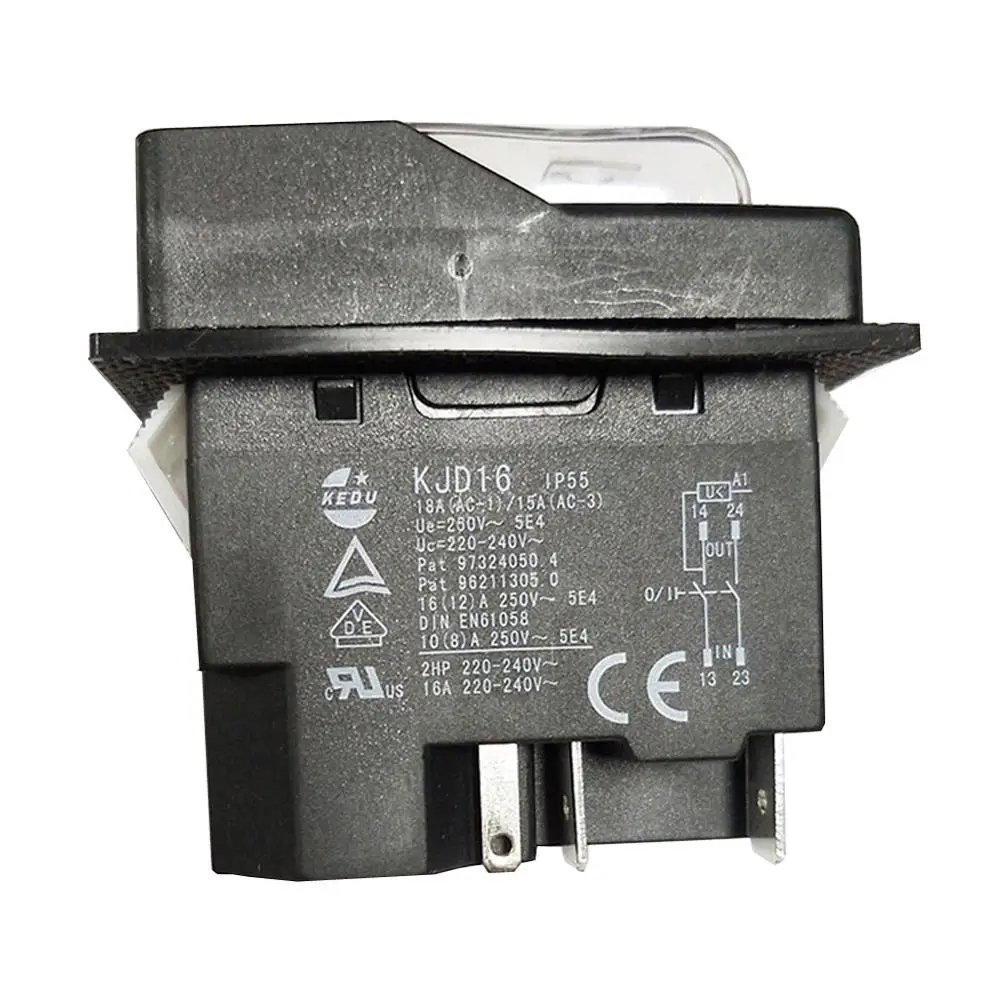 Электромагнитный переключатель KEDU KJD16 с защитой от перегрузки и пониженного напряжения, кнопочный переключатель для электроинструментов 250 В