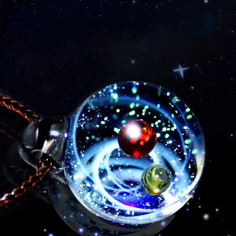 10 Type Glass Bead Planets Pendant Necklace Creative Galaxy Rope Chain Solar System Design for Women Valentine's Gift | Дом и сад