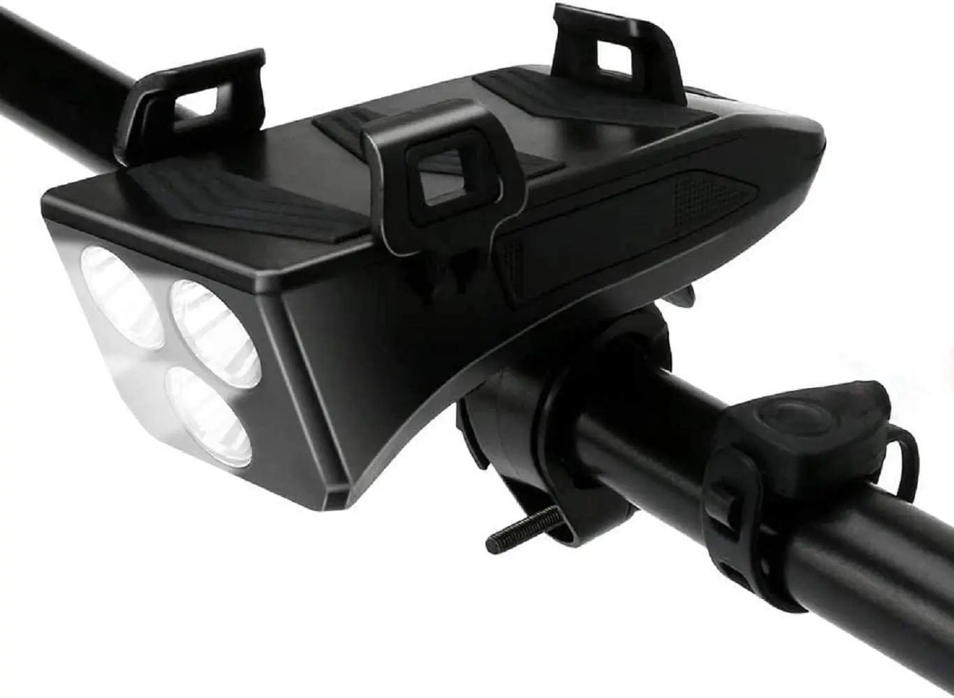 

4 в 1 велосипесветильник передний светодиодный фонарь с держателем для телефона, внешний аккумулятор, динамик 4000 мАч, зарядка через USB, 3 режи...