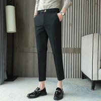 2021 new embroidered nine point suit pants korean fashion business slim casual high quality trendy pants large size 29 36