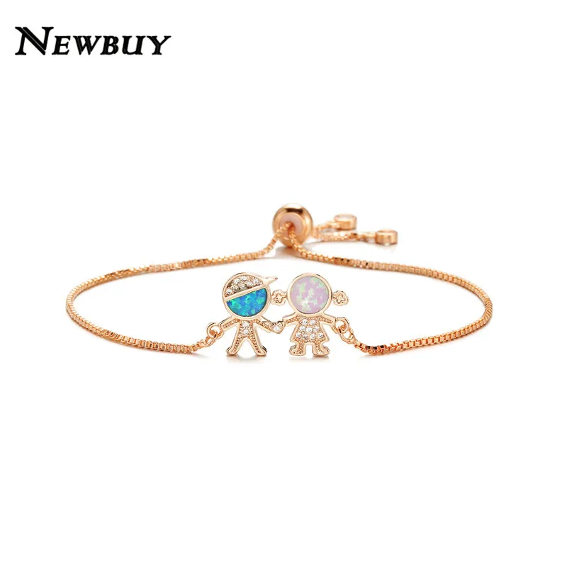 NEWBUY модный серебряный/золотой цвет милый мальчик и девочка Шарм Браслеты Микро Проложить прозрачный кубический цирконий Женский партии ювелирные изделия Прямая поставка - Окраска металла: NBSL461