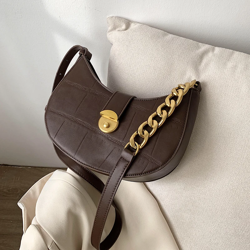 

Solid Color PU Leather Half-moon Bags For Women 2022 Branded Luxury Fashion Shoulder Crossbody Handbags Trending Lux Hand Bag