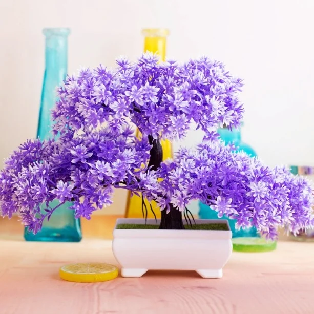 

Artificial Green Plants,20cm Purple YunsongJasmine Bonsai,Creative Home decoration,Office Desk Potted Plants,Garden Landscaping,
