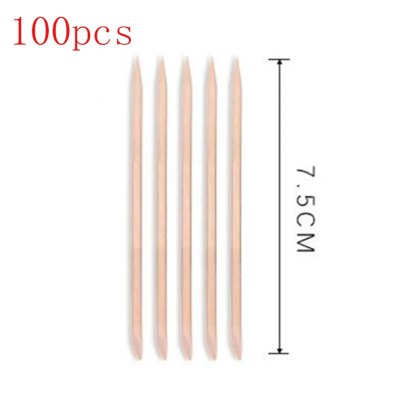 100pcs Nail Cuticle Pusher Orange Wood Sticks Nail Manicures Remover Wooden Design Nail Gel Polish Drawing Stick for Nail Art images - 6