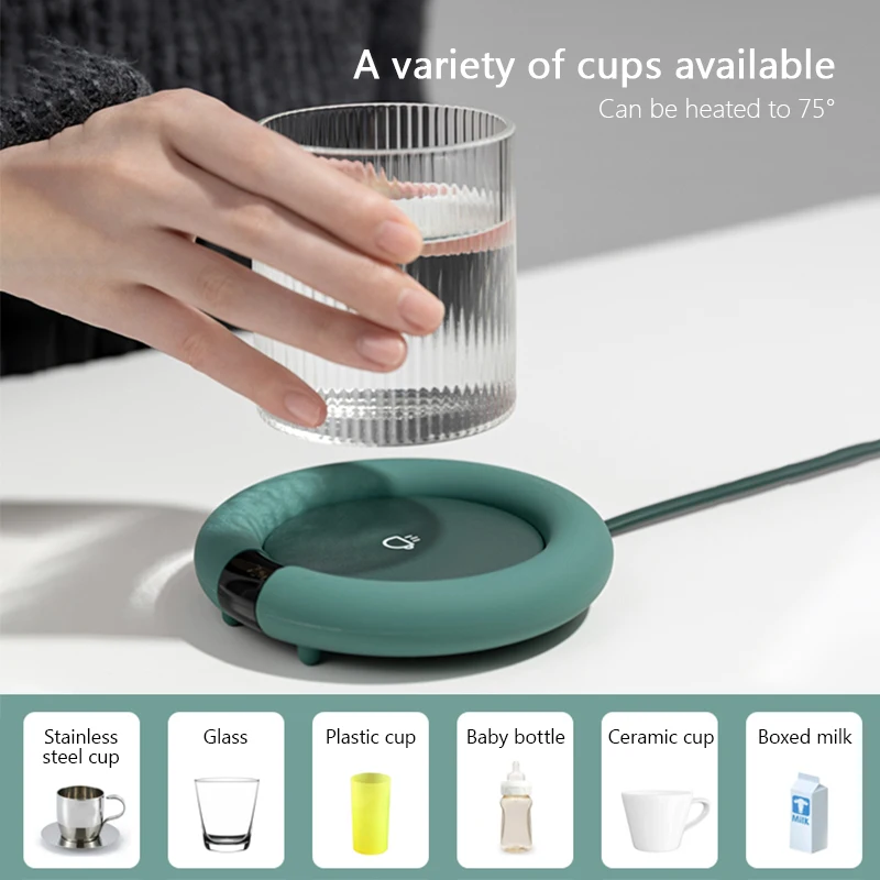 Almohadilla calefactora el&eacute;ctrica para tazas de caf&eacute; y t&eacute;, calentador creativo para el hogar y la Oficina, 3 temperaturas, pantalla LED ajustable, Idea de regalo, novedad-2