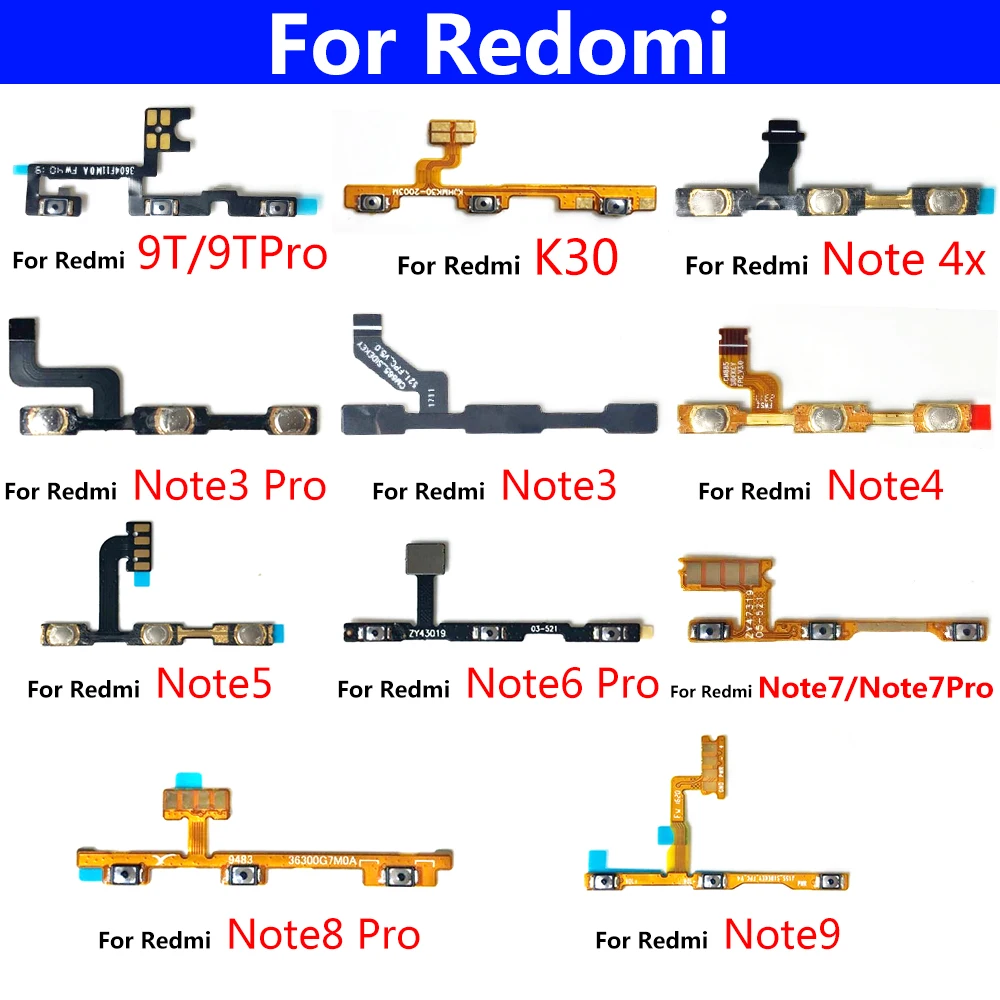 Для Xiaomi Redmi Note 4X 5 4 3 6 8 9S 7 9 10 Pro 5G 9T/ 9TPro кнопка включения/выключения питания Клавиша