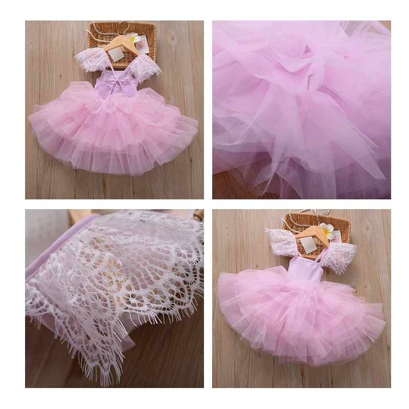 Новое летнее модное платье для девочек 1-5 лет элегантное Сетчатое кружевное