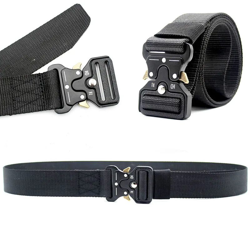 

Tactical belt Military high quality Nylon men's training belt metal multifunctional buckle outdoor sports hook new