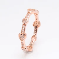 100 925 sterling silver pan ring new heart to heart rose gold attractive heart ring for women wedding party fashion jewelry