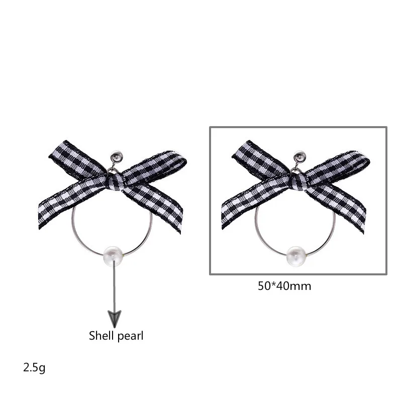 

Flyleaf Cloth Lattice Bow Shell Pearl Big Circle Drop Earrings For Women Real 925 Sterling Silver Fine Earings Fashion Jewelry