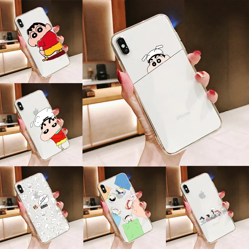 Японский мультяшный мягкий чехол из ТПУ Crayon Shin-chan милый для телефона iPhone X XS MAX 6 6s 7