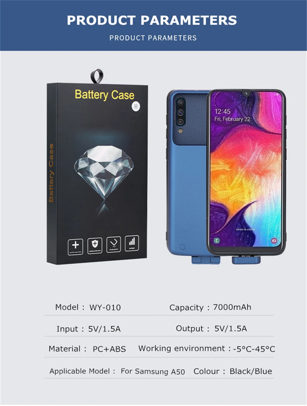 7000 мАч чехол для зарядного устройства для samsung Galaxy A50, чехол для питания, магнитный внешний аккумулятор, чехол для зарядки для samsung A50, кожаный чехол s