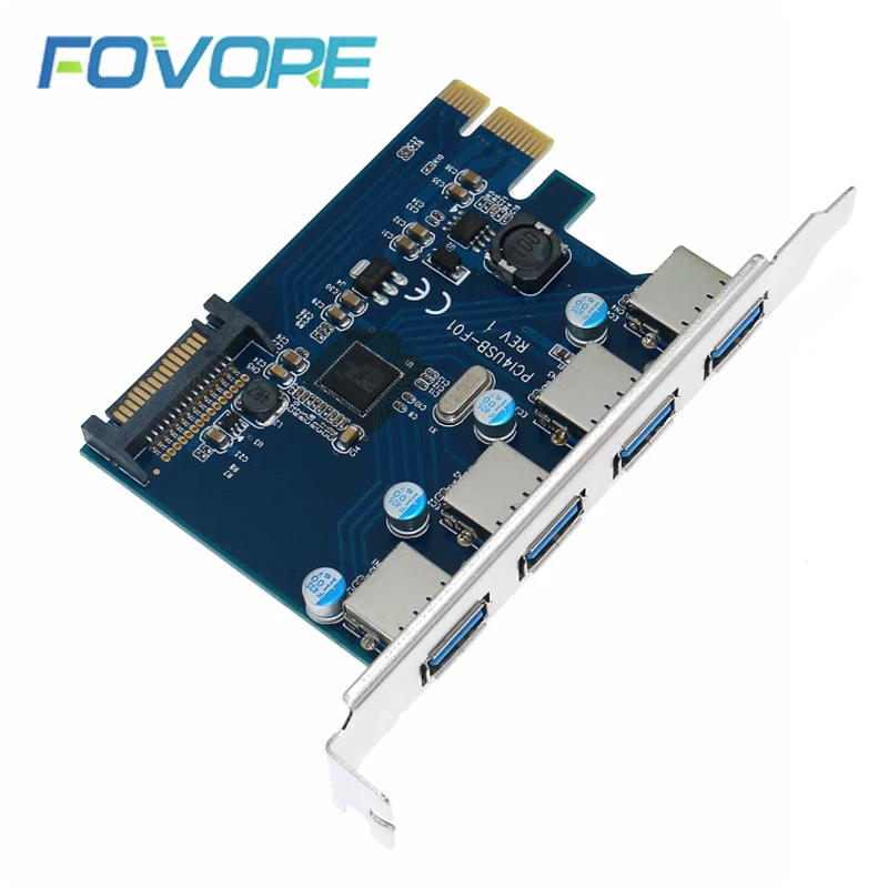 USB 3 0 PCI express карта расширения 4 порта E к USB3.0 компьютерная PCIe адаптер чип Fresco FL1100 для