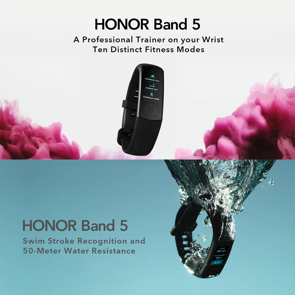 huawei Honor Band 4 Band 5 Smart Wirstband 50m водонепроницаемый фитнес-трекер монитор сердечного ритма во время сна оснастка умный Браслет