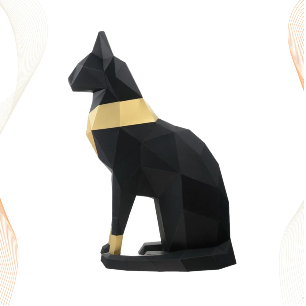 

Egyptian Cat 3D Stereoscopic Paper Model DIY Hand Molded Decoration Ornaments Toys Three-dimensional Geometric Origami Black (Bl