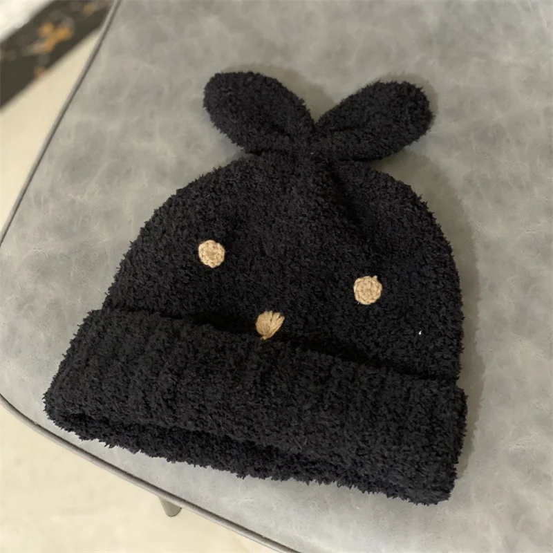 

Женские шапки с медведем и ушками, сезон осень-зима, милая Женская Повседневная теплая шапка с капюшоном, плюшевые шерстяные вязаные шапки, ...