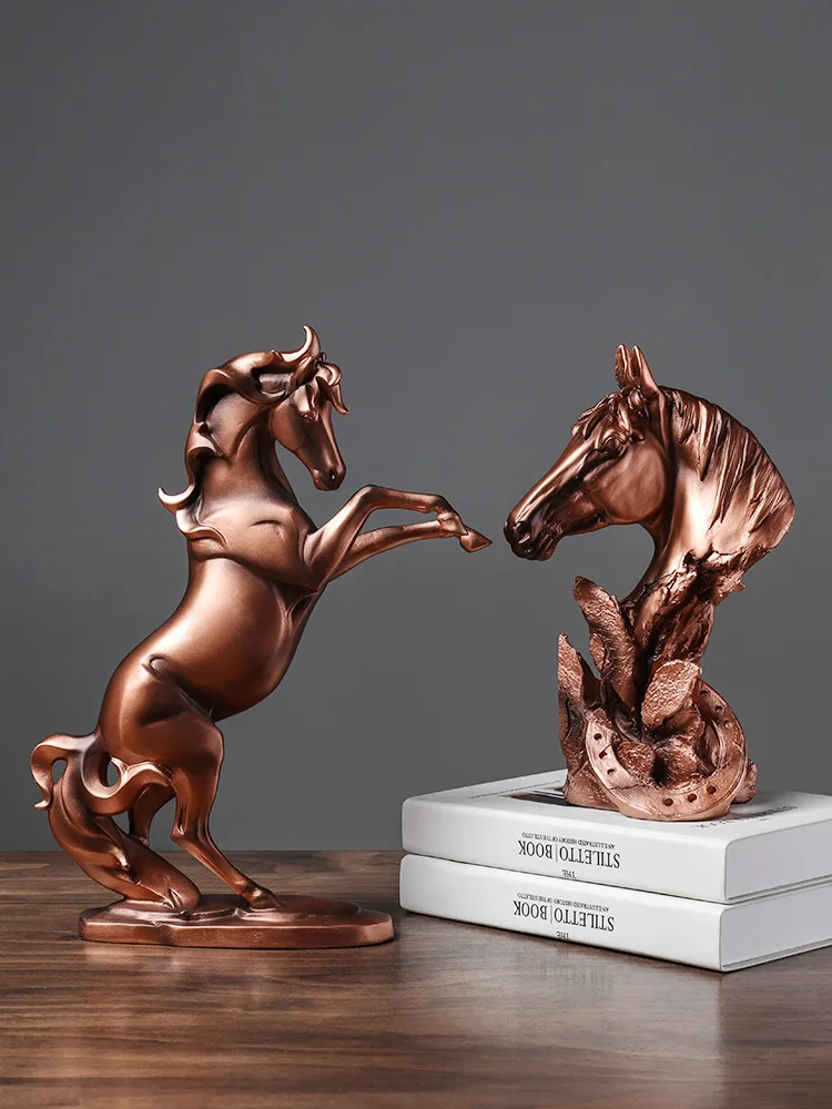 JIEME Modern Chinese Red Copper Horse Living Room Ornaments Home Accessories Wine Cabinet Study Office Resin Crafts Decoration | Дом и сад