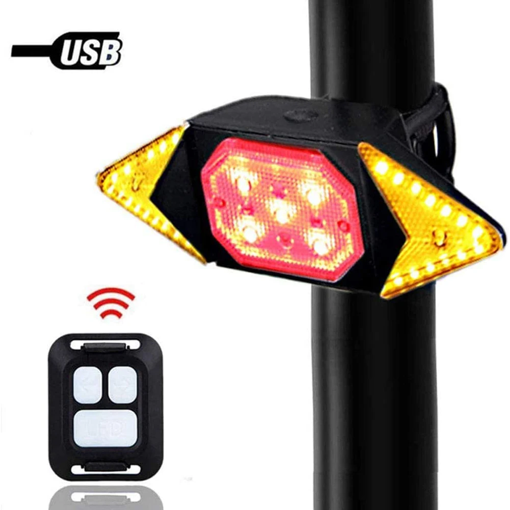 

Bike Tail Light Turn Signals Wireless Remote Control Mountain Bike Tail Light LED USB Rechargeable Bicycle Flashing Headlight