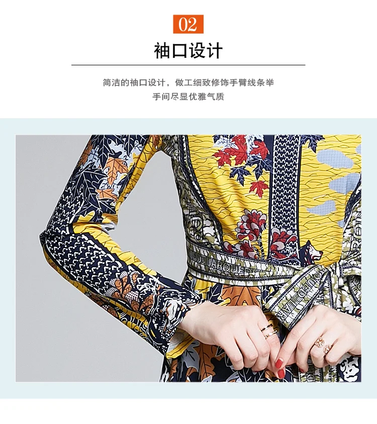 

Euro-American Elegant Fashion England Style Long Sleeve Maxi Dress Design Print Korean Dress Women Clothes Gothic A Line Dresses