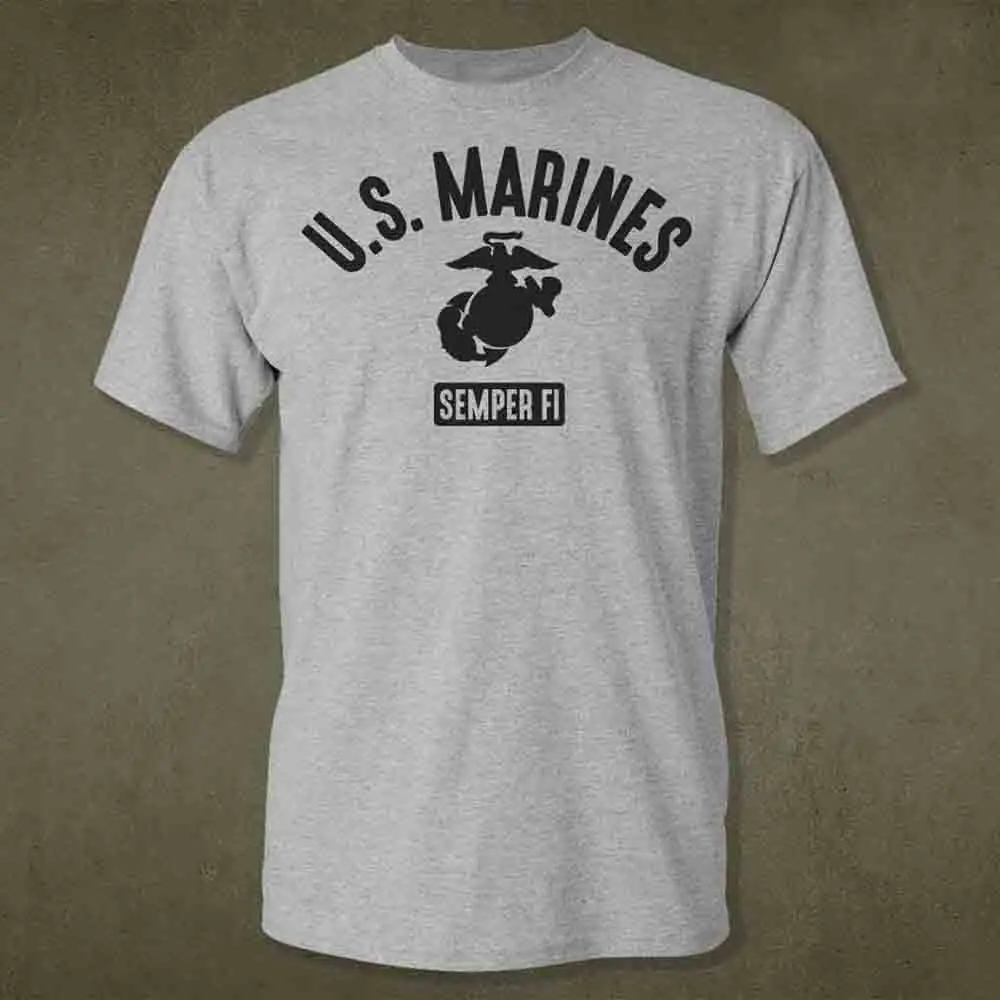 

Hot Sale 100% cotton U.S. Marines T-Shirt /// Heather Gray Tee /// Semper Fi /// USMC //// Tee Shirt