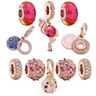 Розовые бусины из муранского стекла, воздушный шар, божья коровка, подвеска сделай сам, Пандора, 925 оригинальные изящные украшения для женщин, оценка третьей стороной 21