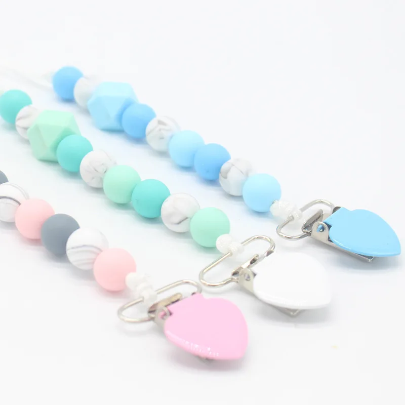 

1Pcs Baby Pacifier Clip Chains Infant Silicone Beads Teethers Chain Pacifier Clips Holder Kids Teething Gift Nipple Clip Chains