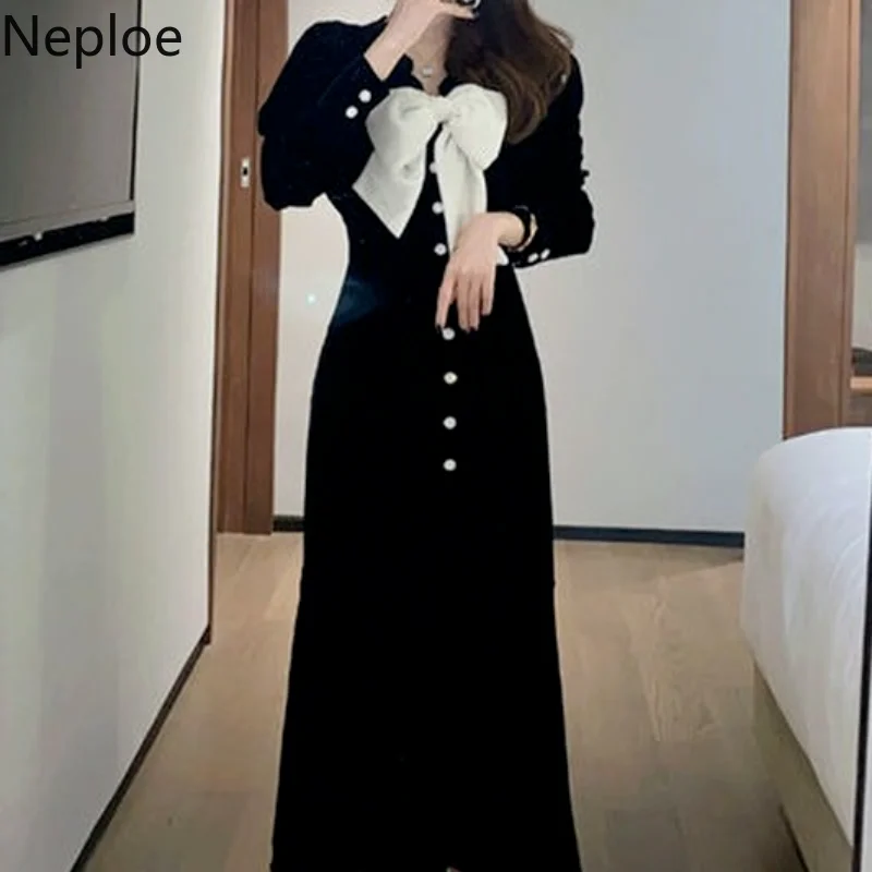 Женское бархатное платье с бантом облегающее элегантное в Корейском стиле