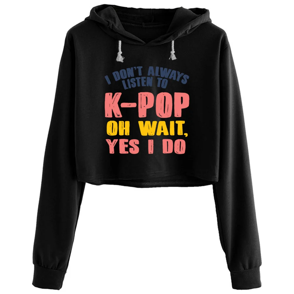 

K Pop Crop Hoodies Women Anime Emo Aesthetic Kpop Pullover For Girls