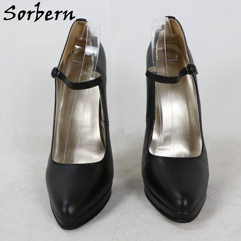 Sorbern 18cm 20cm Mary Jane Pump Shoes Women Stilettos Platform Fetish Unisex Sissy Boy Sexy Shoes Pointy Toes Custom Color