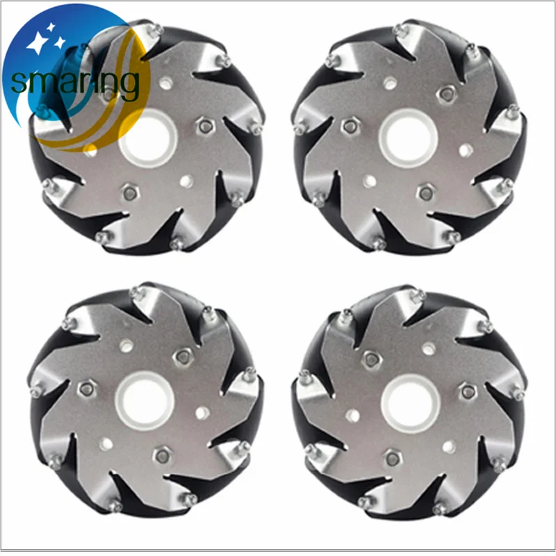 4pcs 100mm Aluminum Mecanum Wheels Set Basic ( 2 Left, 2 Right) for robot car 14162 Diy Wheeled Robotic Car Chassis