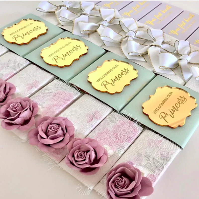 Индивидуальная золотая акриловая зеркальная этикетка надпись с именем