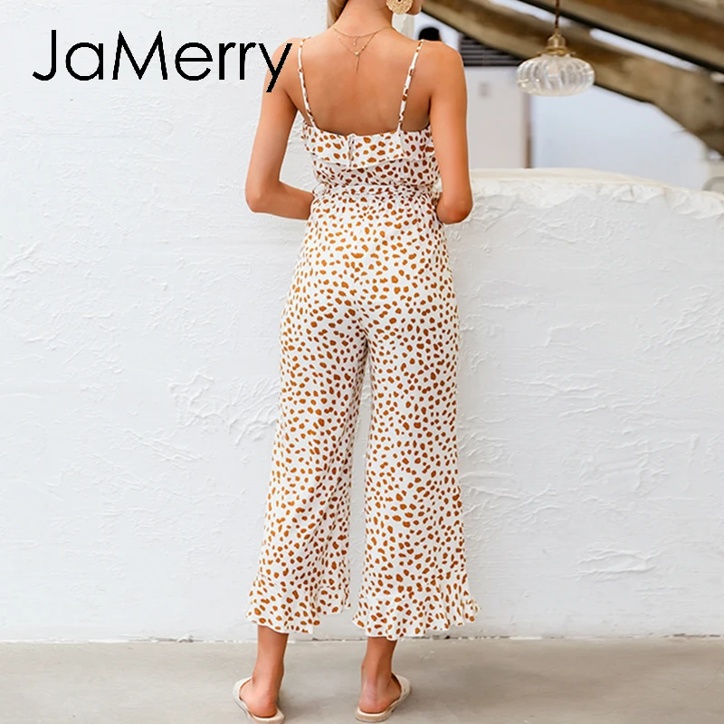 JaMerry женские Комбинезоны на бретельках со шнуровкой Boho Леопардовый принт женский