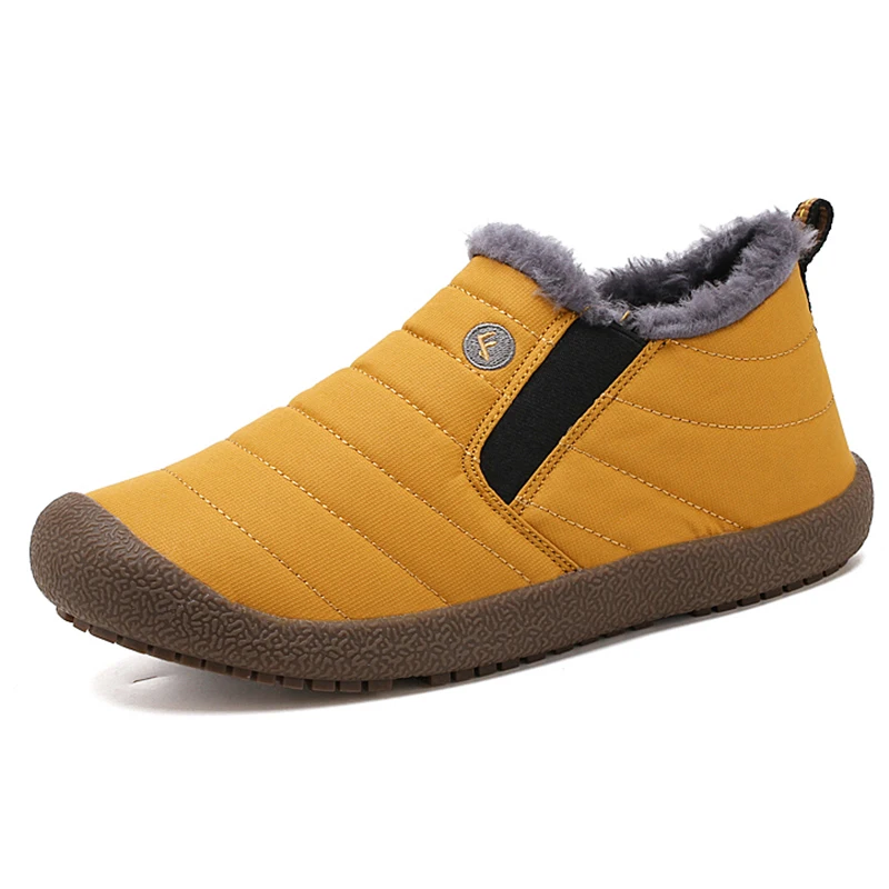 6822yellow Женские зимние ботинки; коллекция года; однотонные теплые зимние ботинки с плюшевой подкладкой; нескользящая подошва; Водонепроницаемая женская обувь; большие размеры - Цвет: 6822yellow