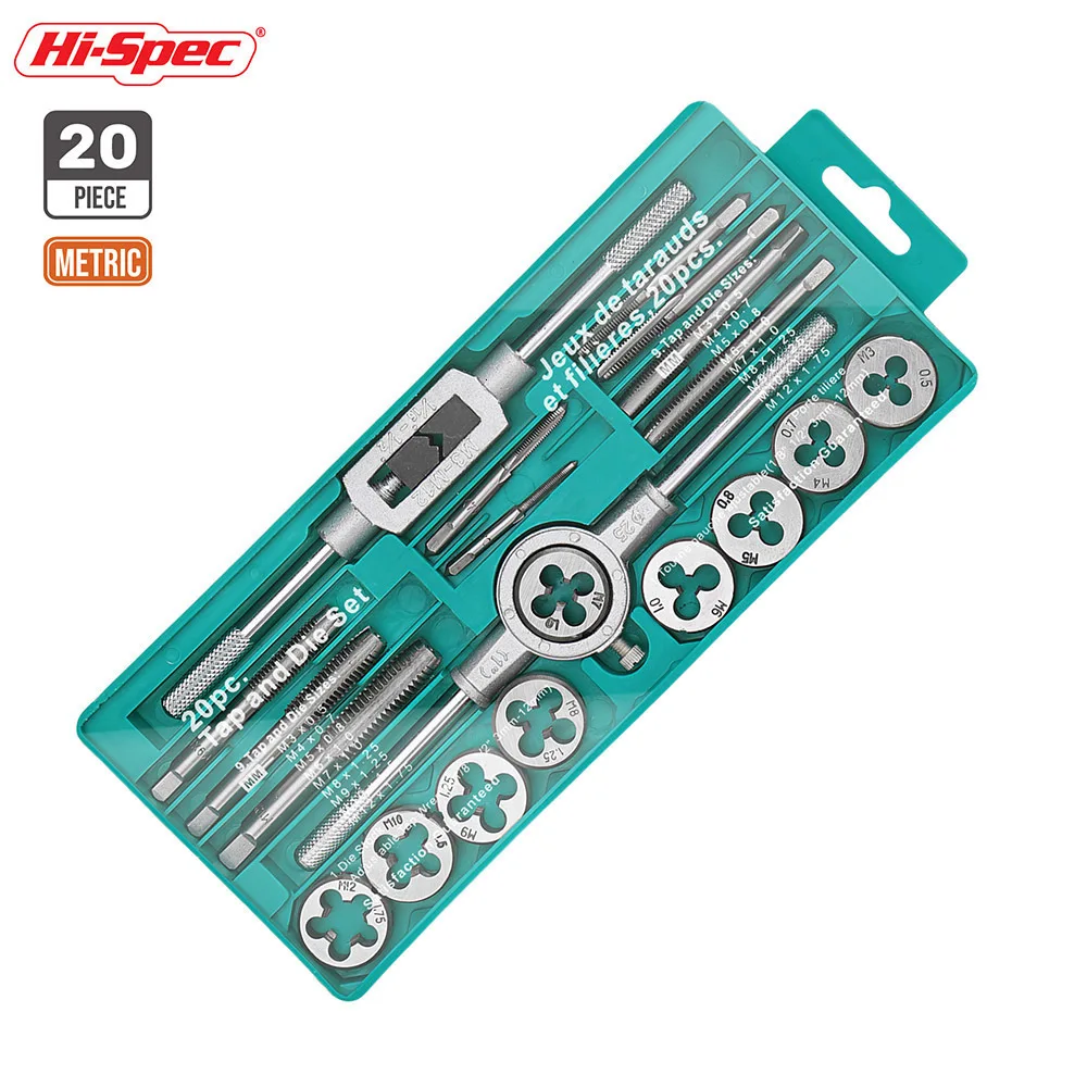 HI-Spec 12 шт. 20 шт. набор штампов 1/16 ''-1/2'' NC винтовые резьбовые заглушки краны сплав сталь метрические ручные винтовые краны кран витые ручные инструменты