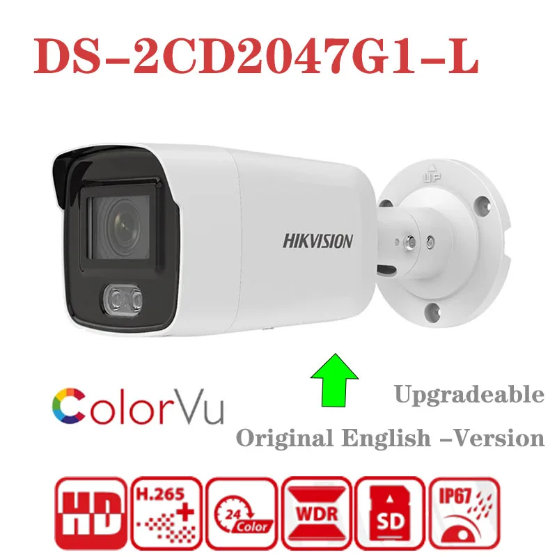 Фото Оригинальная английская Hikvision DS-2CD2047G1-L полный цвет 4 МП Vu Fixed Bullet Network IPC IP67 POE камера