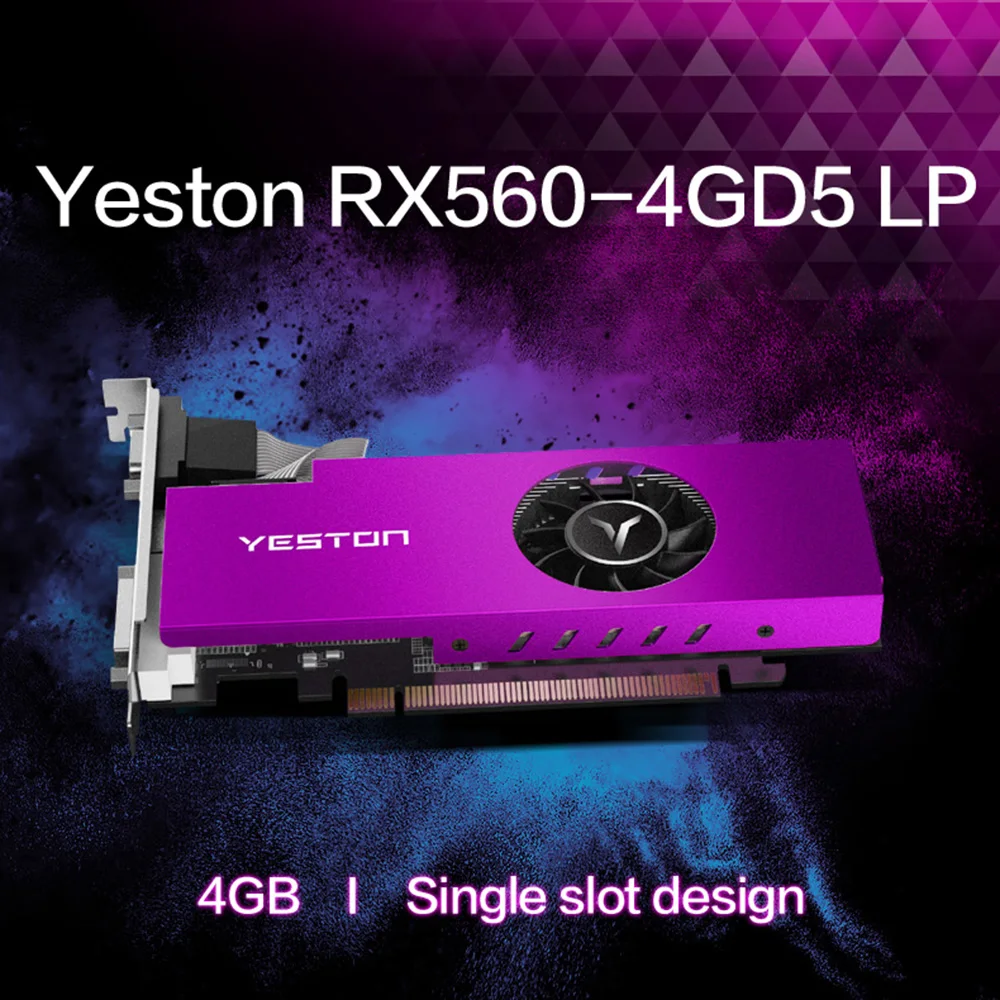 

Видеокарта Yeston RX560-4G D5 LP XL2, 14 нм, 1200/6000 МГц, 4G/бит/GDDR5 VGA + HDMI, совместимая со строкой, видеокарта