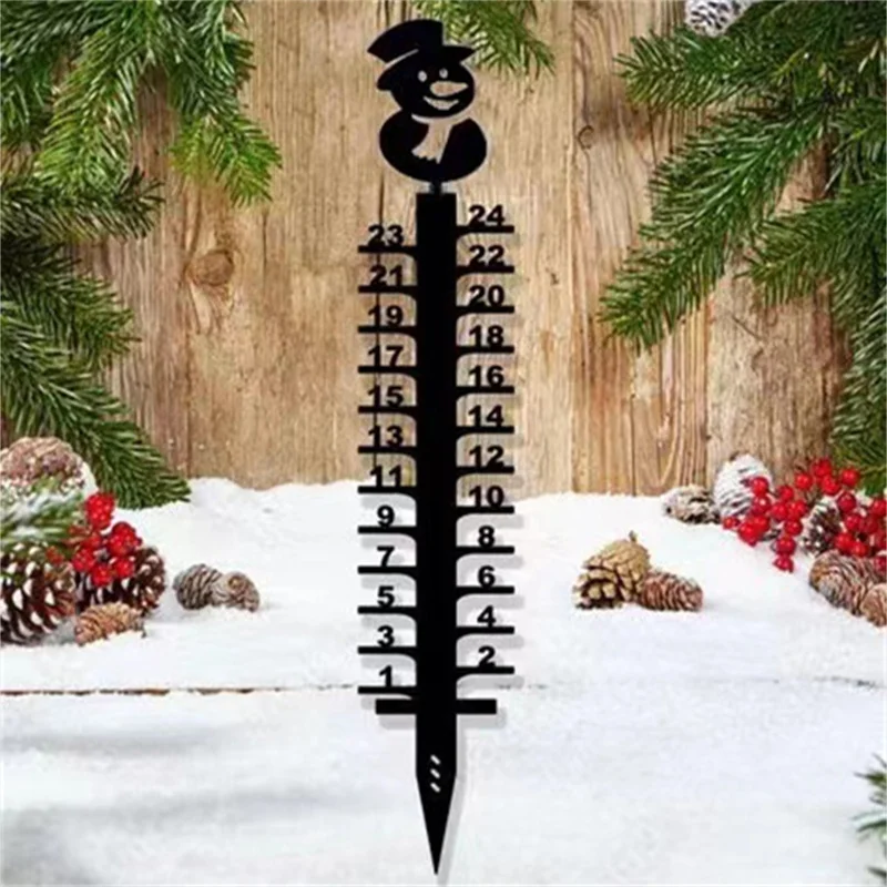 

Snowflake 24" Snow Gauge Metal Yard Snow Measuring Stick Garden Stakes Winter Measuring Stick Outdoor Yard Decor Deer Snowman