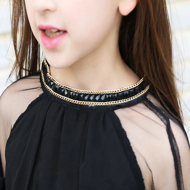 Летнее платье для девочек детские платья с длинным рукавом Элегантное