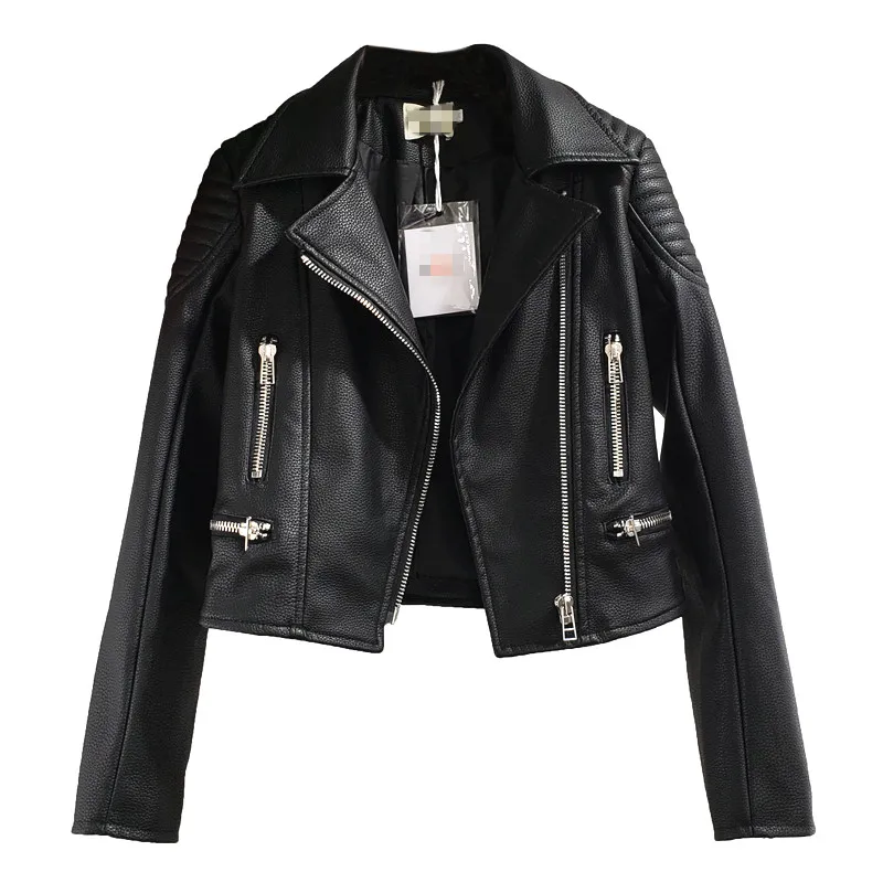 

SONDR 2020 Autumn Winter Long Sleeve Turn-down Collar Black PU Synthetic Leather Jacket Women Streetwear Coat Loose Casual Coats