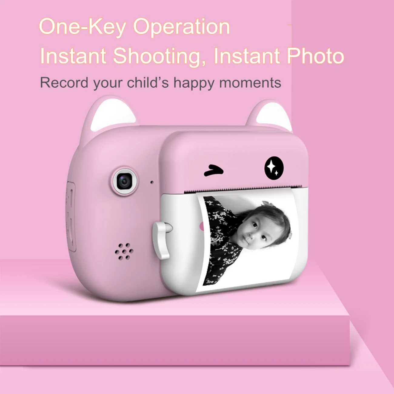 

Mini Cute Digital Camera 2.4 Inch Photo Selfie Instant Print Camera 1080P Kids Toys Video Recorder Camcorder Diy Birthday Gift